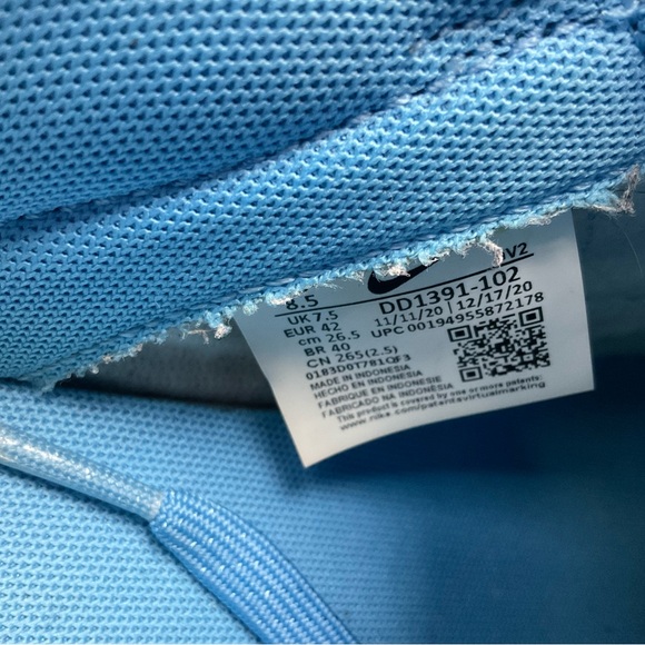 Nike women’s UNC White/University Blue Dunk Low Retro Sneakers size 8.5 w/Box - Picture 6 of 7